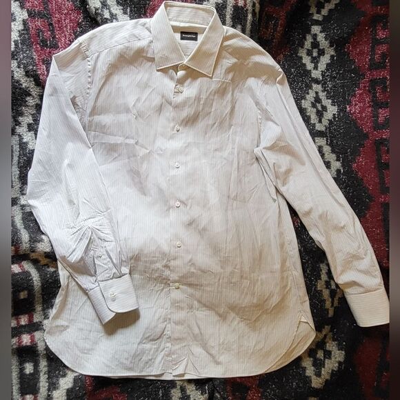 Ermenegildo Zegna Cotton Pintstripe Dress Shirt Men's Large - Picture 1 of 7